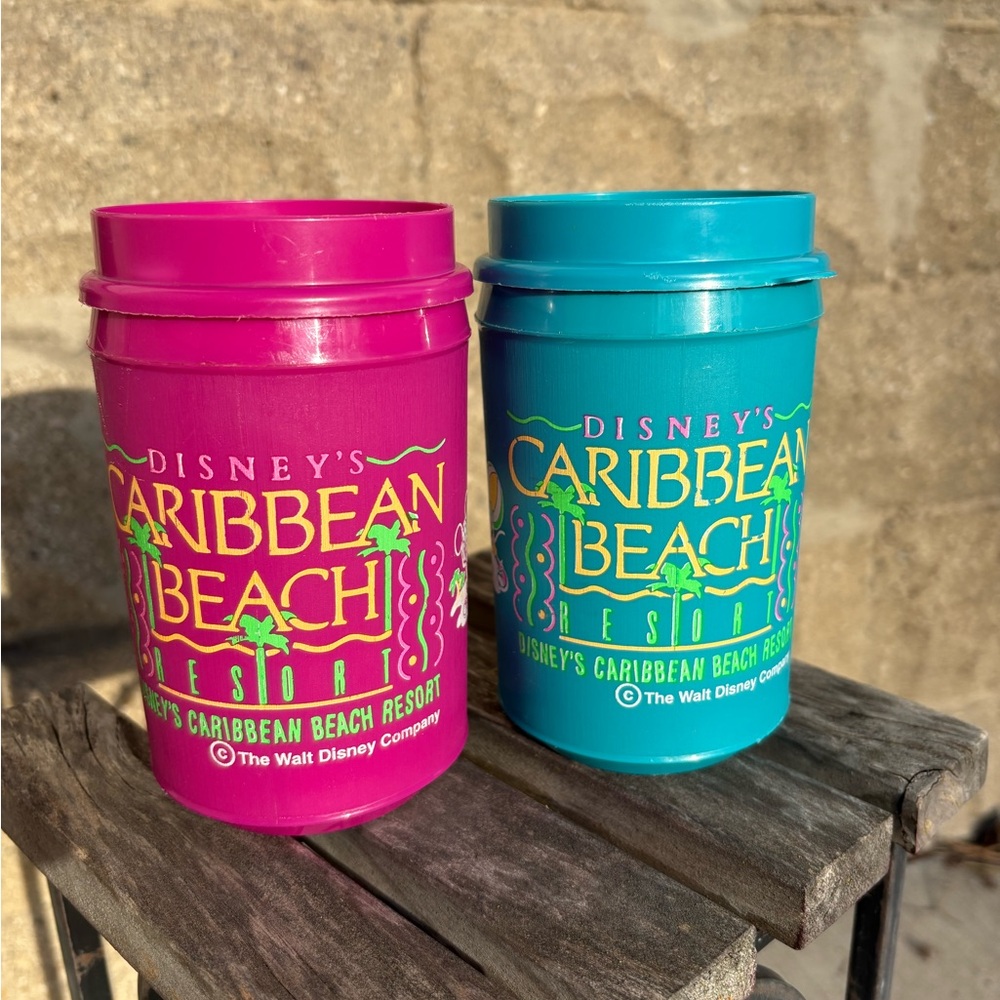 Disney’s Caribbean Beach Resort Aladdin Plastic Mugs Set - Magenta and Teal